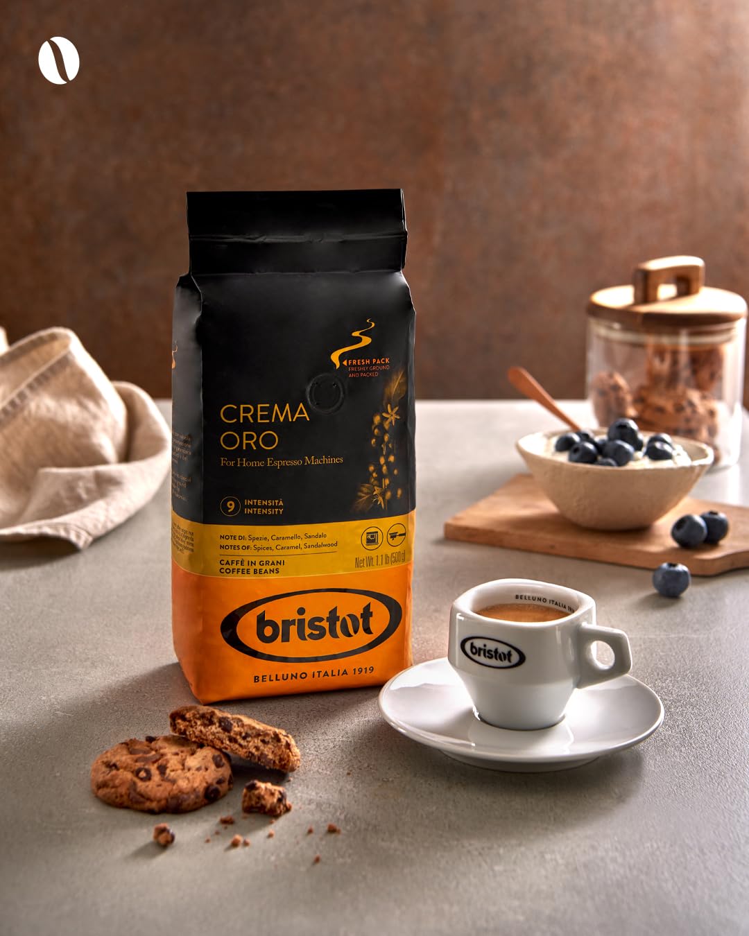 Bristot Crema Oro Italian Whole Espresso Beans