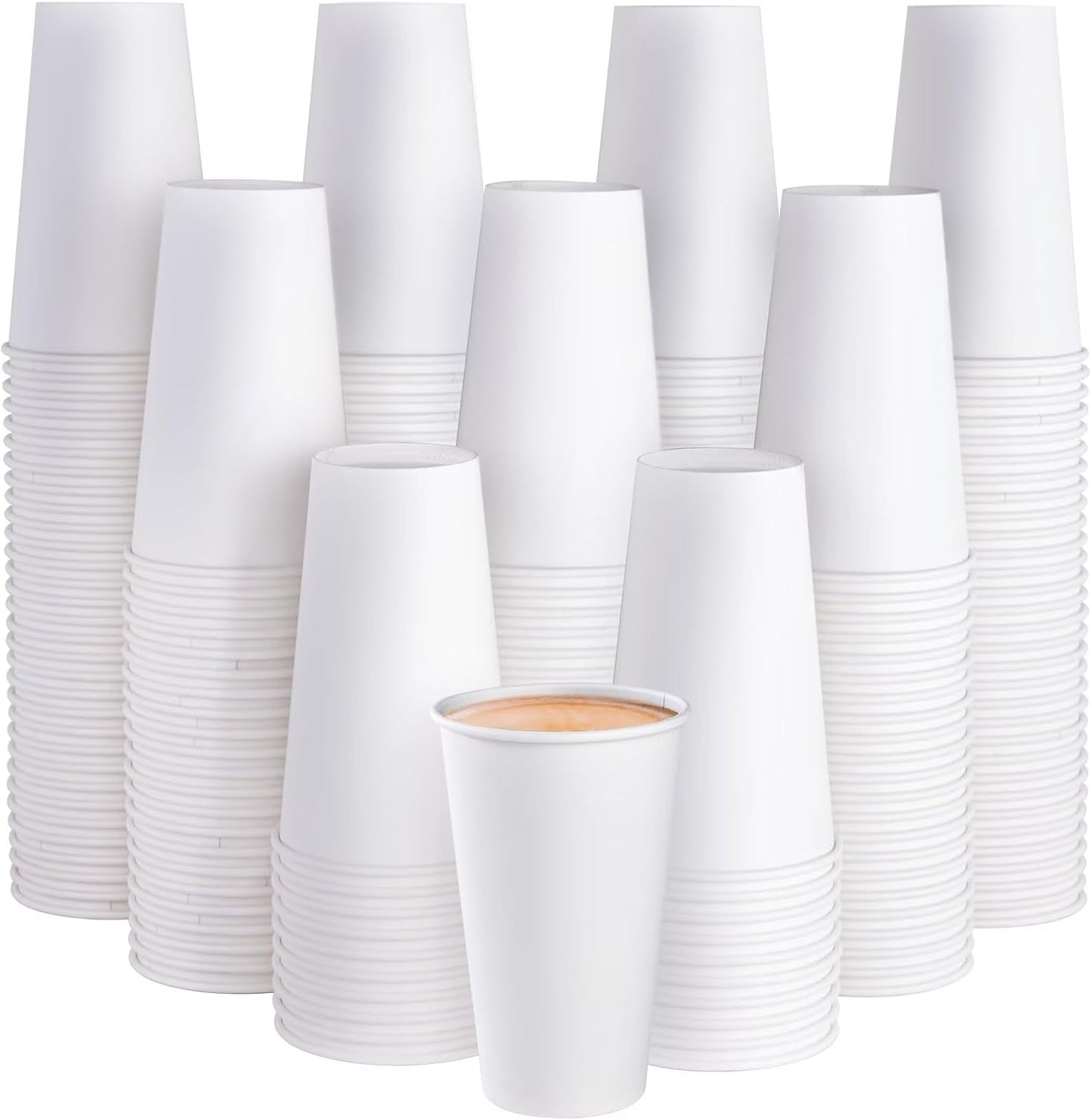 JOLLY PARTY 210 Pack 16 oz Disposable Paper Coffee Cup, Hot/Cold Beverage Drinking Cups for Water, W