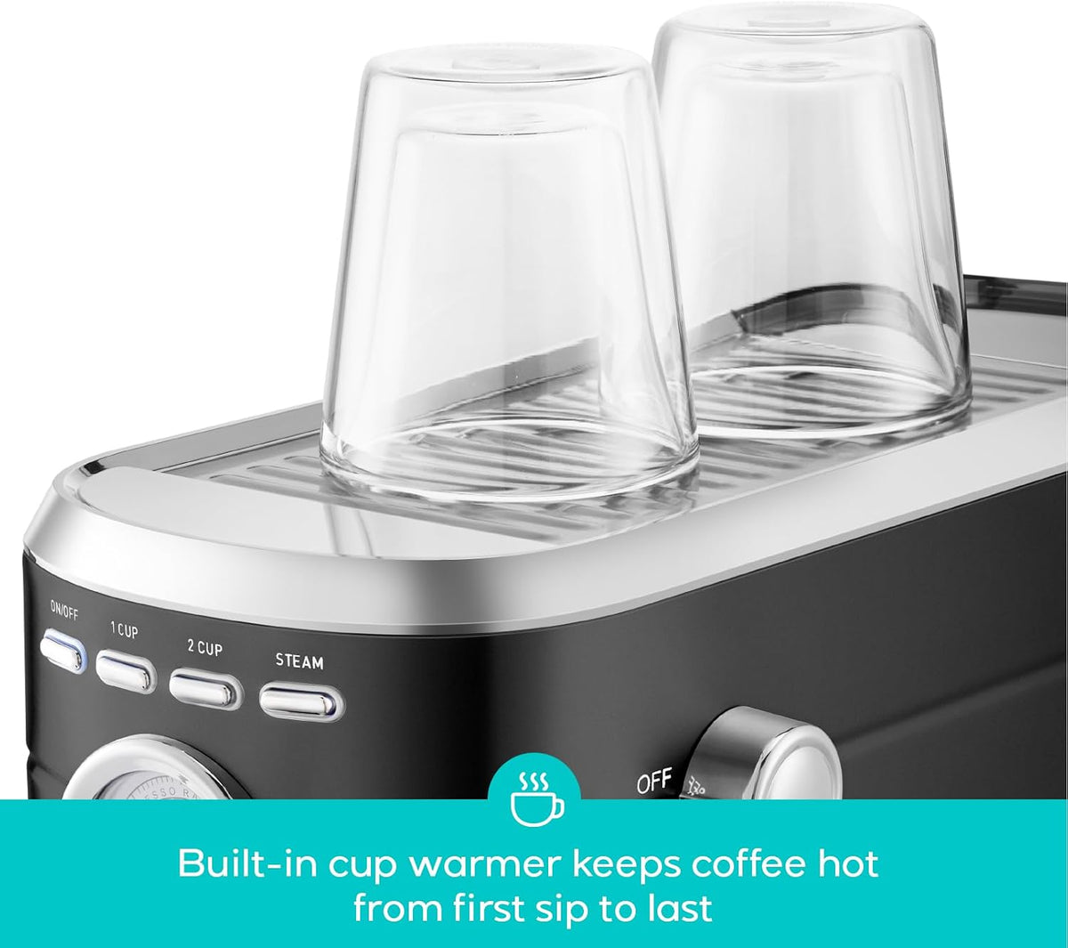 CASABREWS CM5418 Espresso Machine, Espresso Coffee Maker with Steam Wand | Stainless Steel, 20-Bar Pump, Built-in Pressure Gauge, Powerful Steam Wand for Cappuccino Latte for Home, 34oz Water Tank
