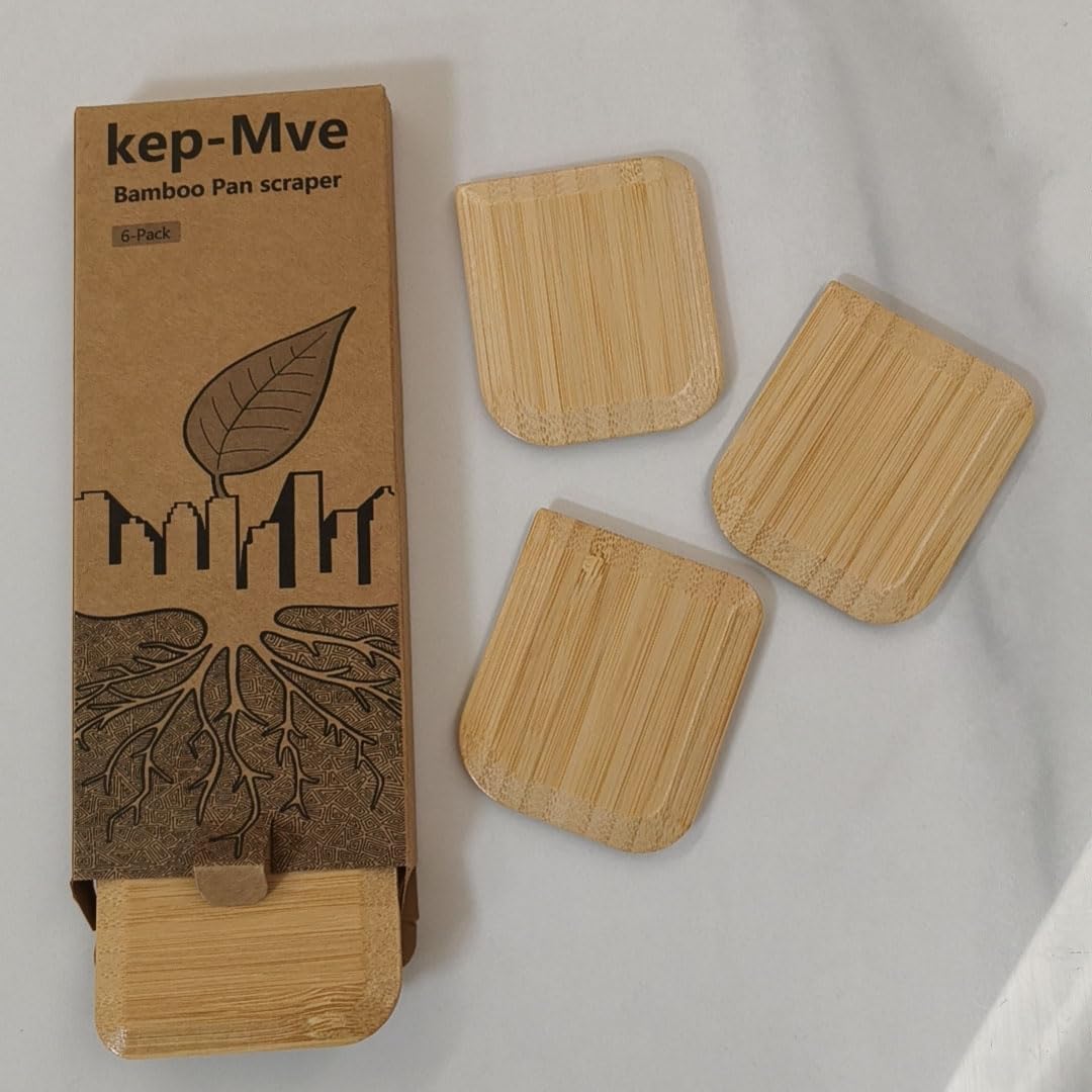 Bamboo Pan &amp; Pot Scraper Tool,6 Pcs Dish Scraper for Kitchen,