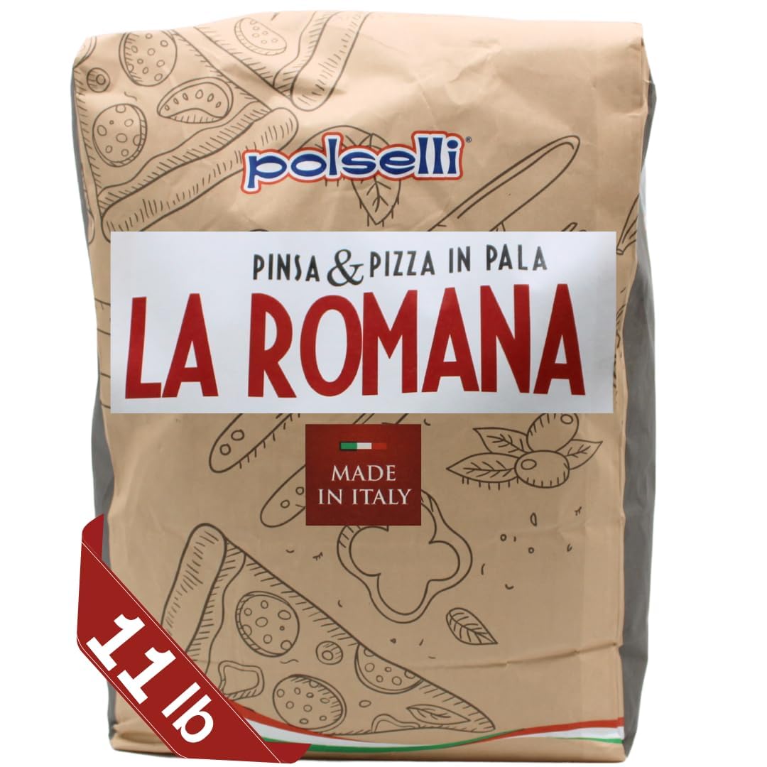 POLSELLI La Romana Pinsa &amp; Pizza Flour, Type 0, Wheat &amp; Rice Flour, 5 kg | High-Protein Wheat &amp; Rice Blend For Roman-Style Pizza And Flatbread Light Airy Crust, Crunchy Texture For Sourdough &amp; Baking