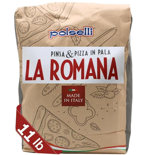 Polselli La Romana Pinsa & Pizza in Pala Flour ,11 lb – Type 0 High-Protein Wheat & Rice Flour Blend – Ideal for Roman-Style