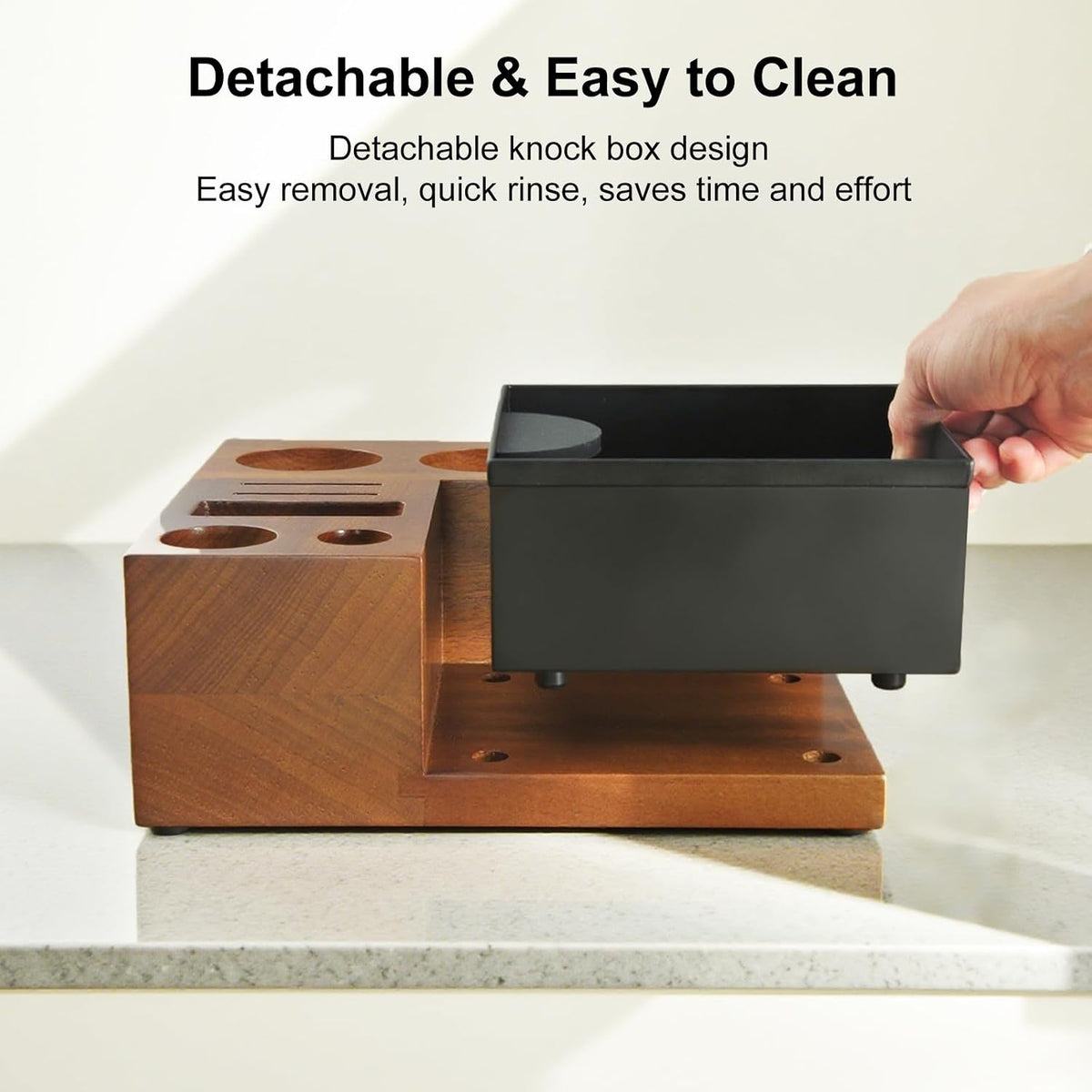 Espresso Tamping Station Knock Box - 9 in1 Espresso Knock Box And Tamp Station Coffee Organizer Fit for 51mm 53mm 54mm 58mm Espresso Tamper Distributor Portafilter Puck Screen Accessories Storage