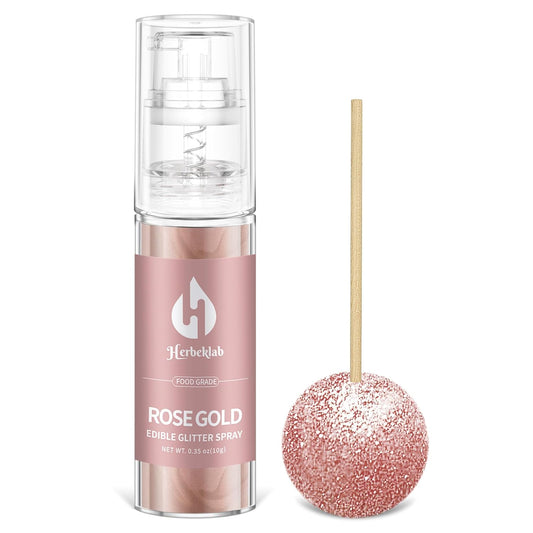 Rose Gold Edible Glitter Spray 10g Herbeklab Edible Rose Gold Glitter for Cakes Food Grade Drink Glitter for Cocktails