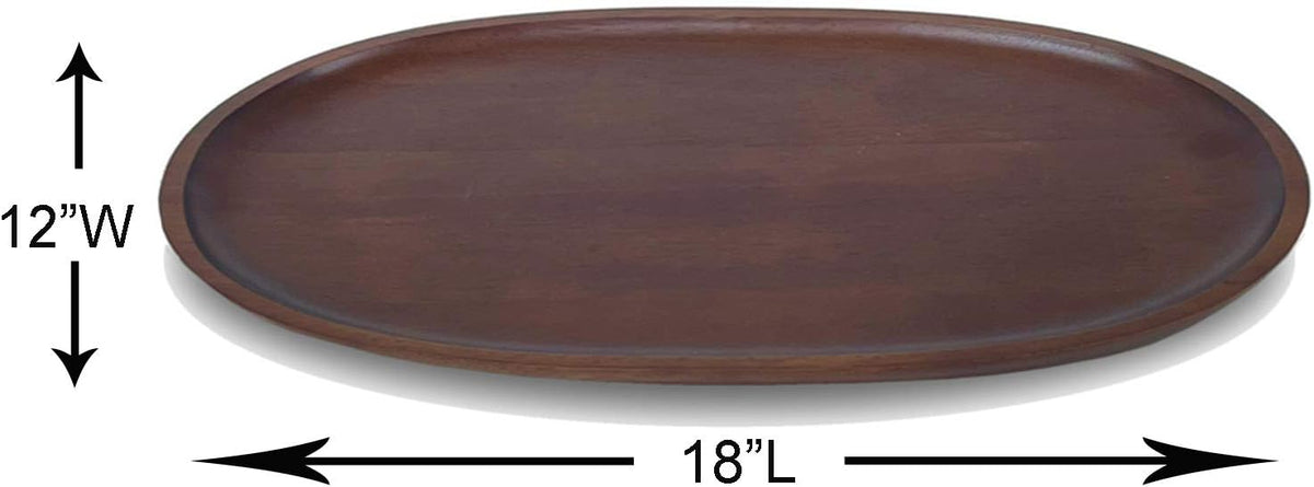 Woodard &amp; Charles Walnut Stain Wood Extra Large Oval Tray, 12" x 18" | Serve Charcuterie, Cheese, Tapas, Sushi, Crudites, Appetizers, and More. For Home Entertaining, Parties, Events, and Catering