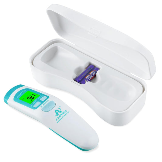 Amplim Non-Contact Forehead Thermometer & Case for Adults, Kids, Baby, FDA Cleared, Medical Grade, Touchless Infrared, 1-Sec