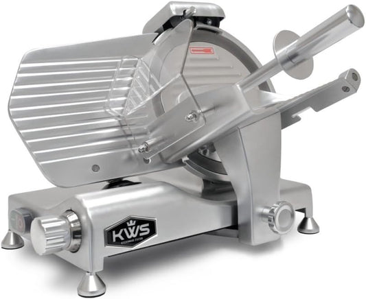 KWS Metal Collection MS-10DS Commercial 320W 10-Inch Meat Slicer Anodized Aluminum Base with Stainless Steel Blade + Blade