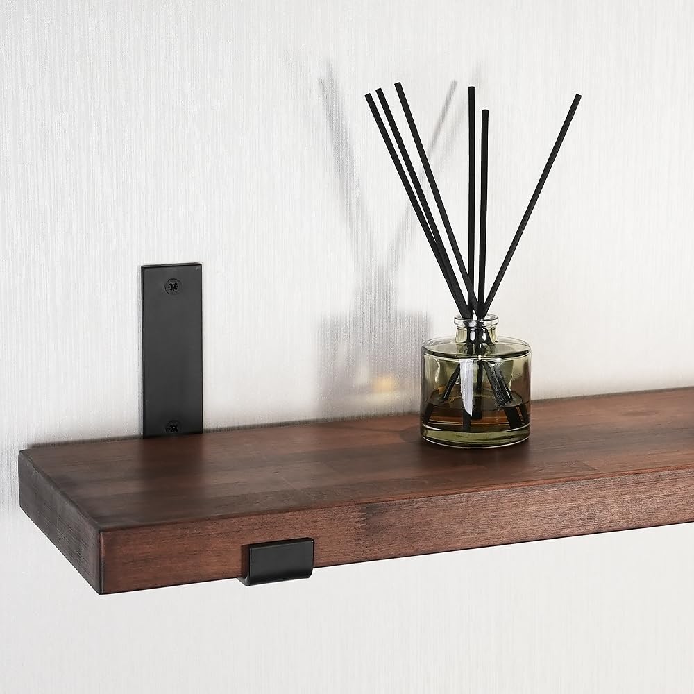 CONSDAN Floating Shelves for Wall Mounted Book Shelf Hanging Shelves Floating Bookshelf for Bedroom, Bathroom, Living Room, Kitchen USA Grown Solid Hardwood, Dark Maple 30x7.5x1.5 in (Set of 3)