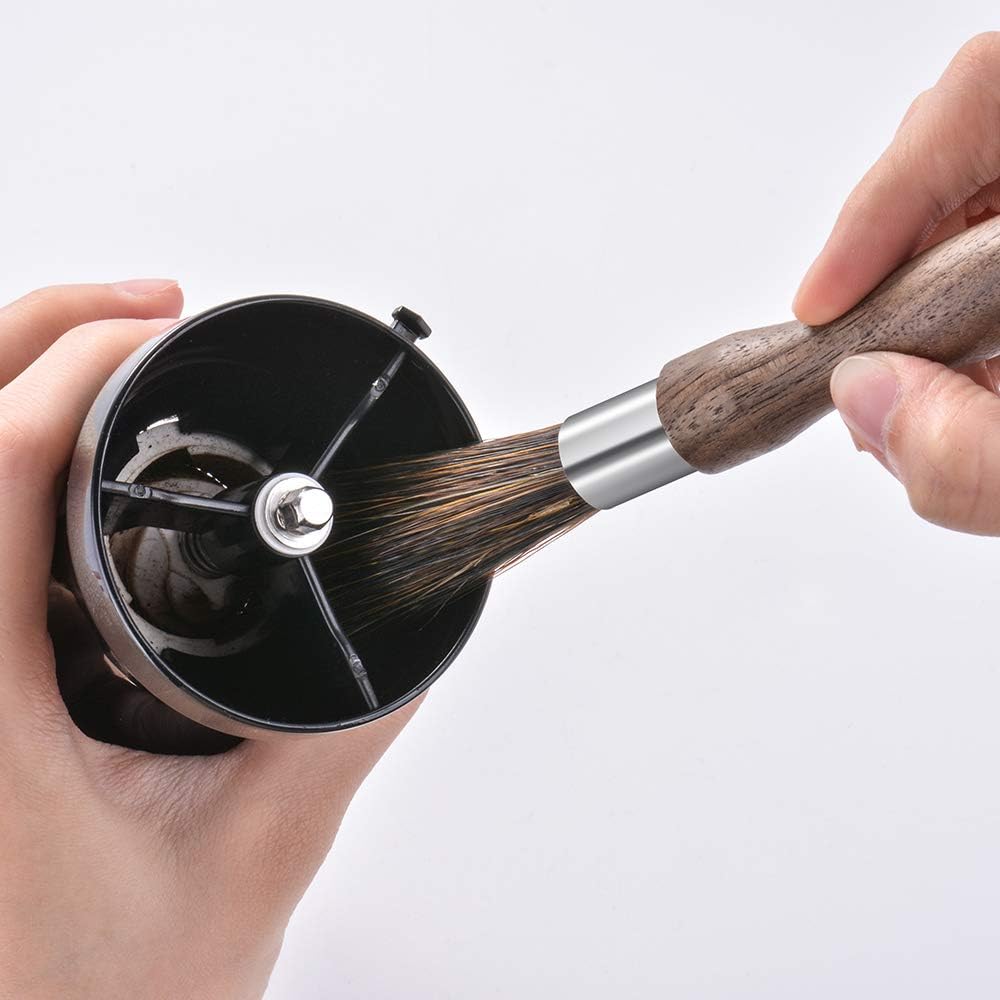 Coffee Brush Coffee Grinder Cleaning Brush Coffee Grinder Brush Natural Boar Bristles Walnut Handle with Suspension Band, Professional Equipment for Your Barista Home Kitchen