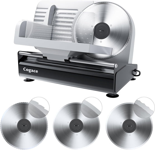 Electric Meat Slicer with Three 7.5" Blade Designs, 200W