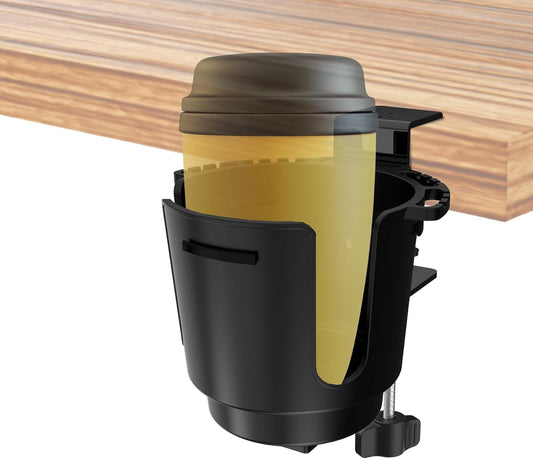 Deeper Desk Cup Holder with Large Metal Clamp, 3.8" Diameter Cup Holder, Anti-Spill Cup Holder Compatible with YETI Bottles