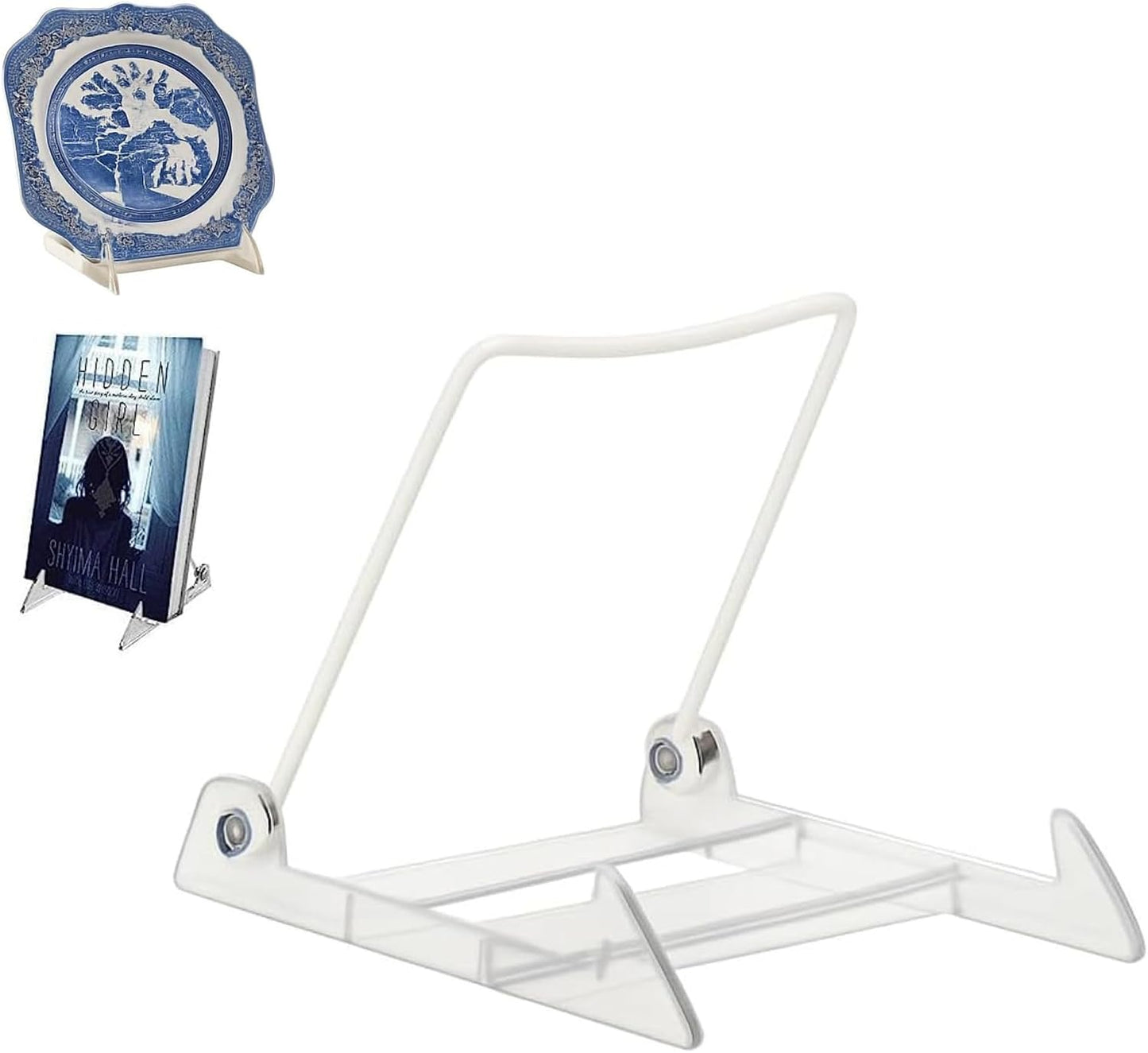 KINGDOM SOLUTIONS - 4.75" Clear Acrylic Display Stand Made in USA - 12 Pack | Holds Plates, Pictures, Photos, Books, Frames, Posters &amp; Art - Sturdy, Adjustable, Great for Home, Office or Retail Use