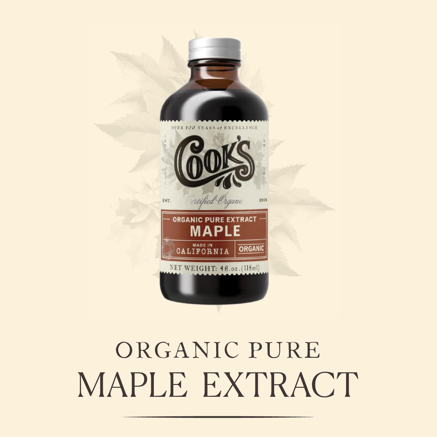 Cook's Organic Maple Extract for Baking &amp; Syrup, Vermont Maple, 128 oz | Warm, buttery Vermont maple for syrup, oatmeal &amp; baked goods