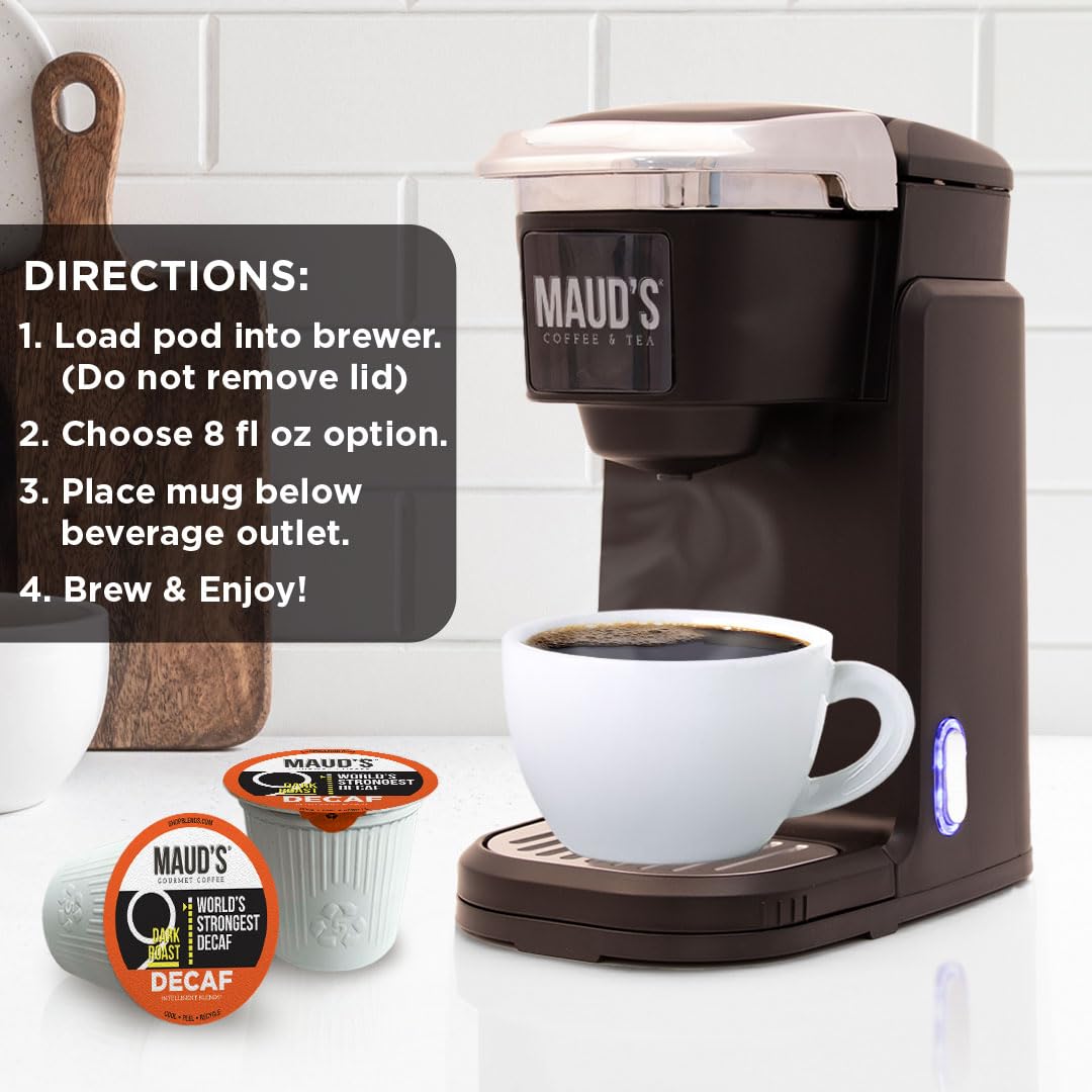 Maud’s World's Strongest Decaf Dark Roast Coffee Pods, 100ct