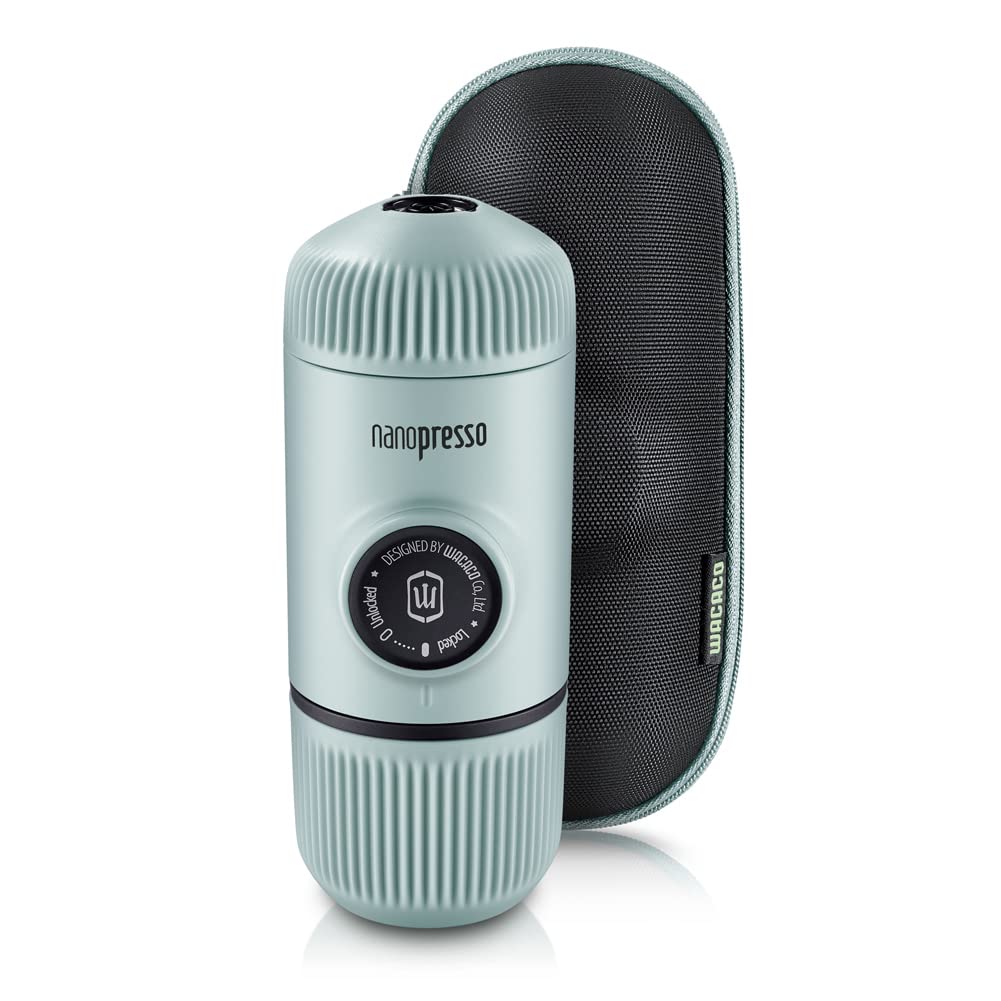 Wacaco Nanopresso Portable Espresso Maker with Case, Mini Travel Coffee Machine, Perfect for Camping, Travel and Office（ Elements Arctic Blue）