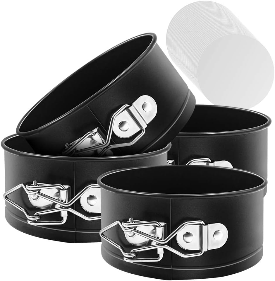 MASSUGAR 4 Inch Springform Pan 4 Pack Mini Cake Pan Cheesecake Pan