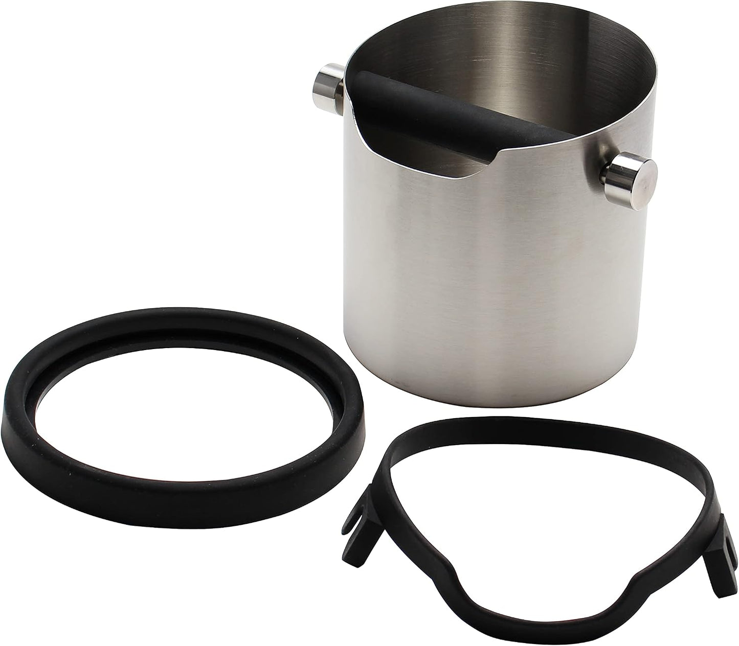 DIBTSA Espresso Knock Box, Capacity 60.8oz/1800ML Stainless Steel Coffee Grounds Container Waste Bin Coffee Tools for Barista and Non-slip Base (Silver)