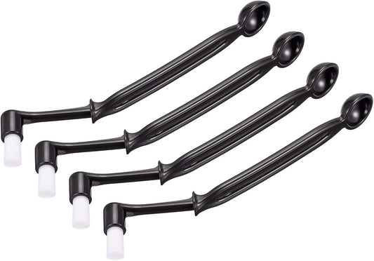 MECCANIXITY Coffee Machine Brush with Spoon, 8.23" Length Nylon Elbow Black for Cleaning Espresso Machines, Grinders Pack of 4