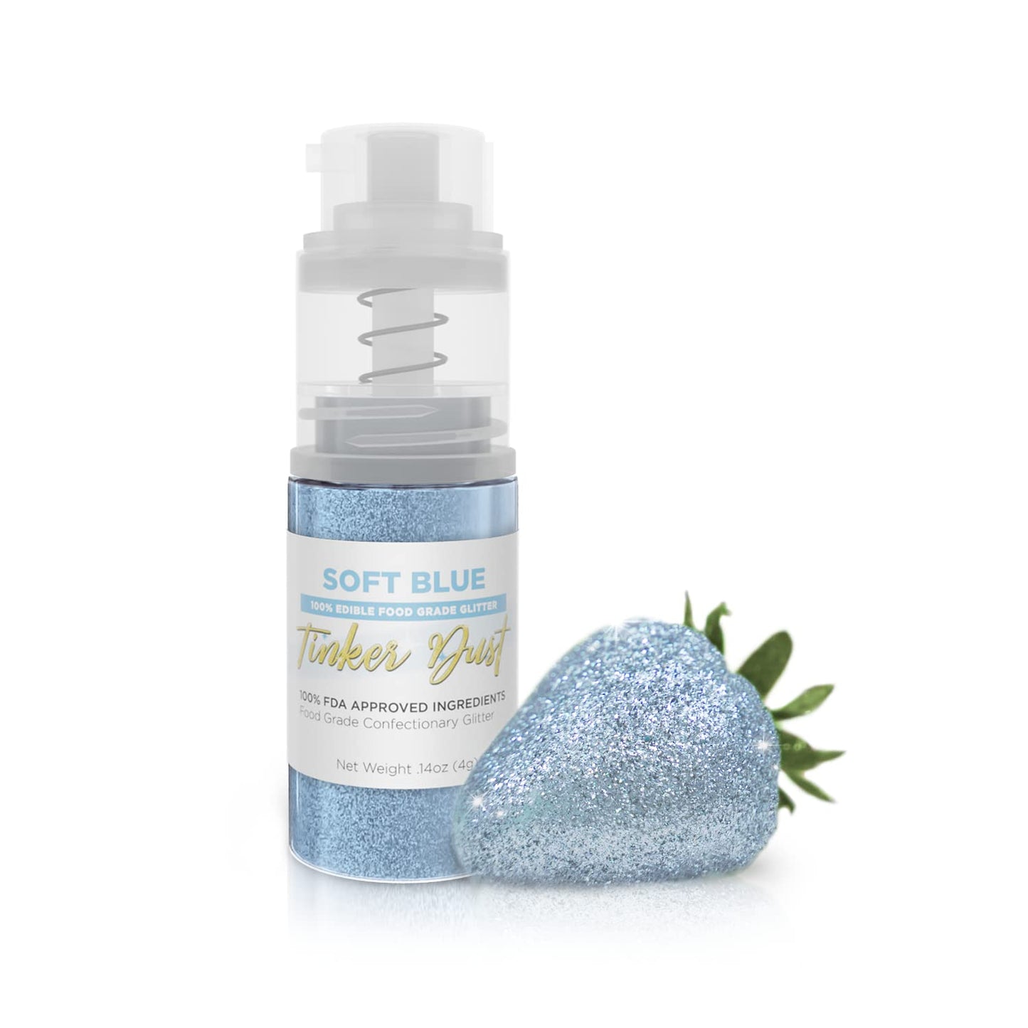 Bakell - Soft Blue Tinker Dust (4g, 1x Mini Spray Pump) Edible Glitter for Food, Desserts, and Bever