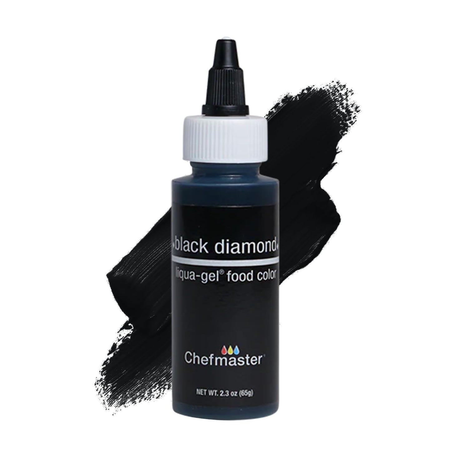 Chefmaster Black Diamond Liqua-Gel® Food Coloring | Vibrant Color | Professional-Grade Dye for Icing, Frosting, Fondant | Baking &amp; Decorating | Fade-Resistant | Easy-to-Use | Made in USA | 2.3 oz
