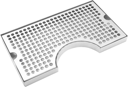 Kegerator Beer Drip Trays, Stainless Steel Keg Drip Tray with Non-Slip Rubber Pad, Premium Metal Beer Tower Drip Pan for