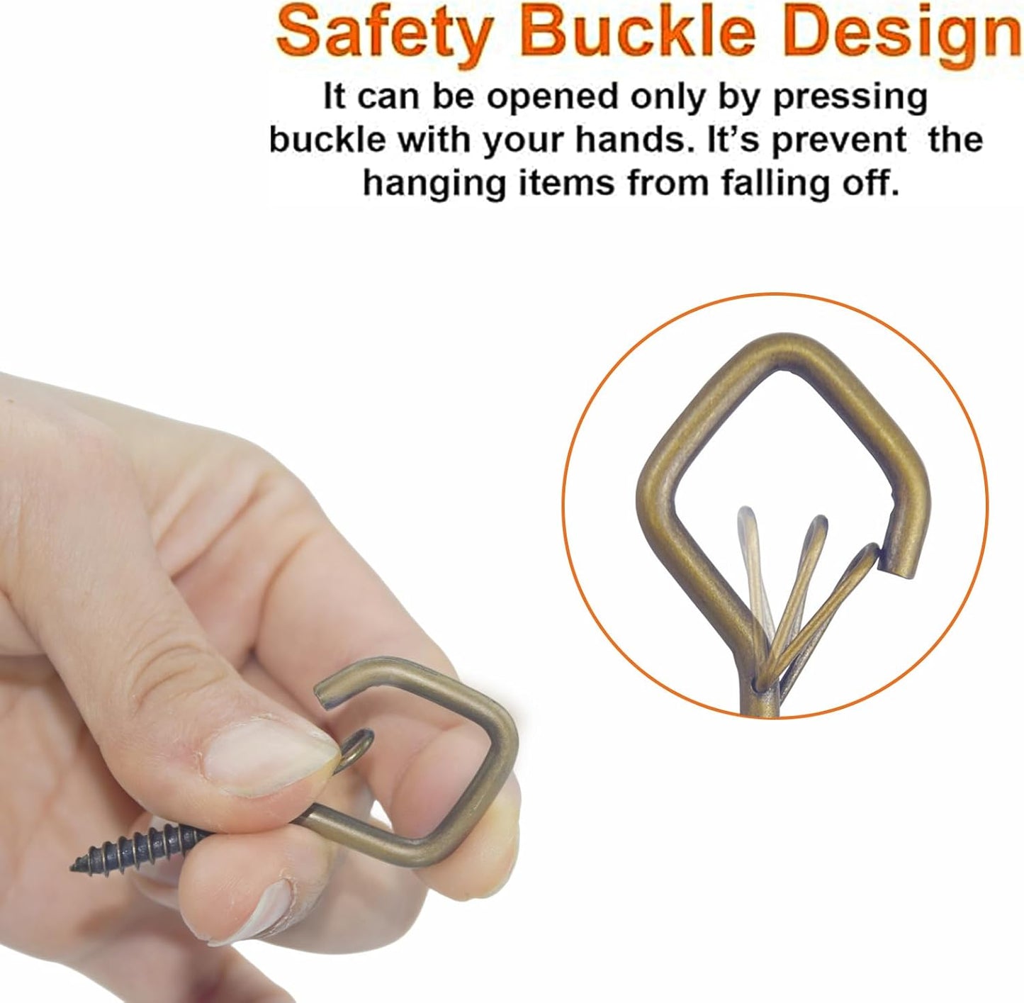 35PCS Eye Screw Hooks for Hanging Heavy Duty with Safety Buckle.Metal Ceiling Hooks for Hanging Plants,Cup,Wind Chime,Bird Feeders,String Lights at Indoor&amp;Outdoor,2.36 Inches Bronze
