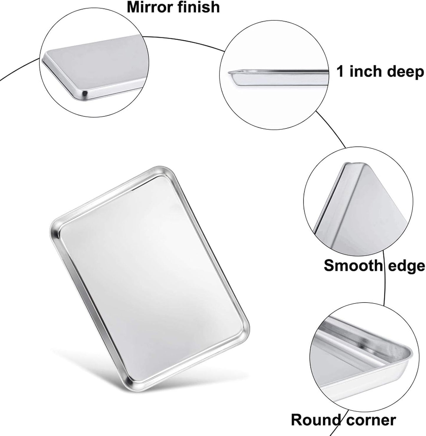 TeamFar Toaster Oven Pan with Cooling Rack, 10.4"x 8"x1" Toaster Oven Tray | Stainless Steel Toaster Oven Pan with Baking Wire Rack for Cooking, Healthy &amp; Non Toxic, Mirror Finish &amp; Dishwasher Safe