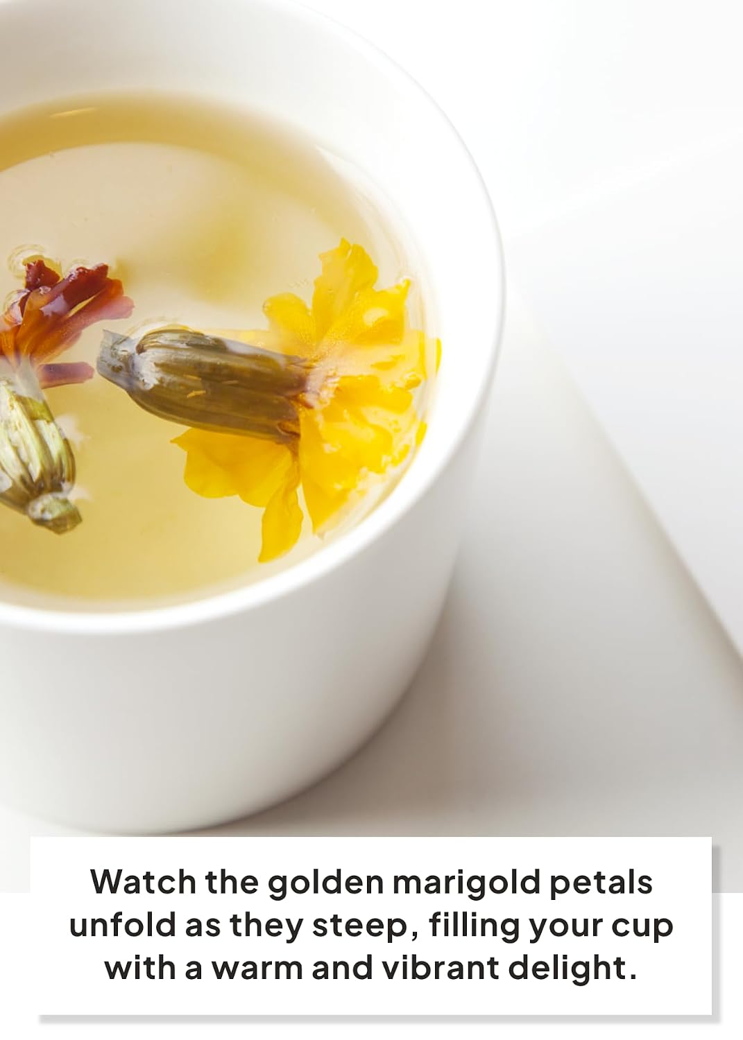 Korean Food KKOKDAM Marigold Flower Tea, Decaf Floral Blend Sugar Free, 10g | Natural marigold flower tea with no caffeine, sugar free, zero calories, and made with whole flowers in Korea.