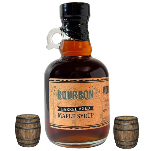 WOOD'S Vermont Bourbon Barrel Aged Maple Syrup – Premium Maple Syrup with Rich Flavor & Subtle Bourbon Notes – Ideal for
