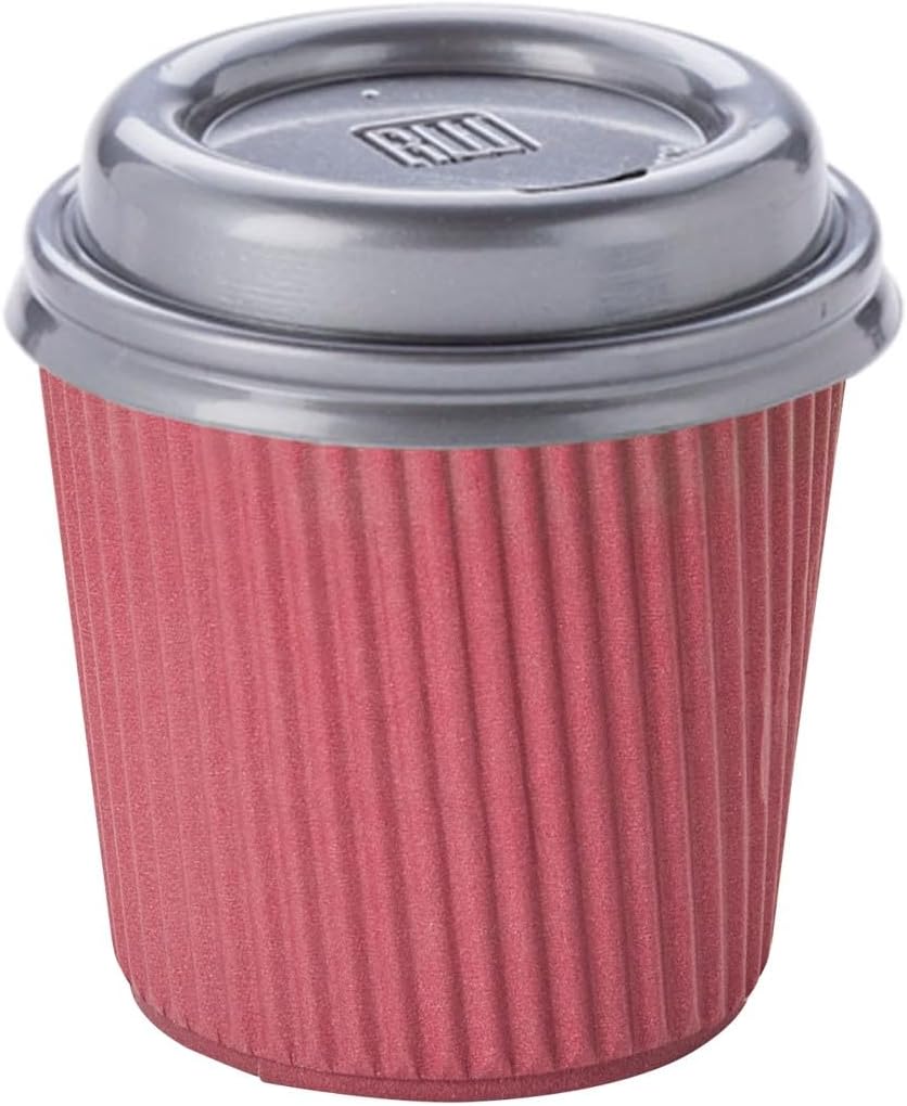Restaurantware Ripple Wall Coffee Cups 500 Count 4 Ounce Insulated Crimson Paper Cups, Rolled Rim Spill-Resistant Disposable Paper Non-Slip for Coffee, Beverages