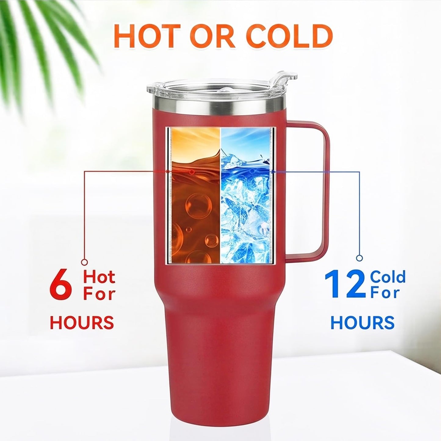 HASLE OUTFITTERS 40 oz Stainless Steel Tumbler with Handle, Vacuum Insulated Tumblers Bulk, Reusable Double Wall Travel Coffee Mug, Durable Powder Coated Water Bottles(Wine Red, 1)