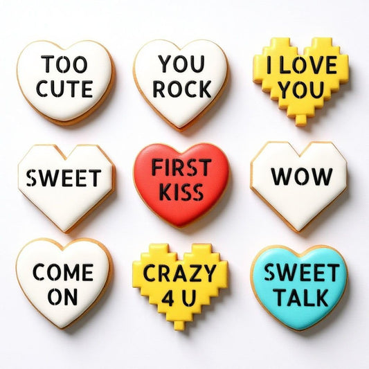 Mini Heart Conversation Cookie Cutter and Stencil Set Bundle Family Love Bakery Cutter Valentine Stencils DIY Bakery for