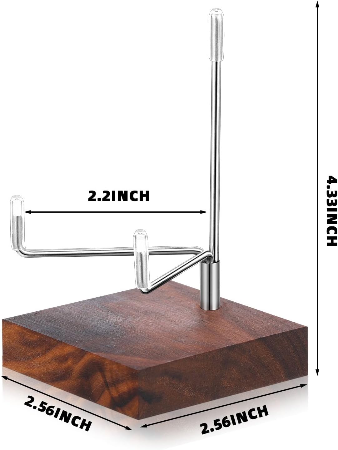 Wenqik 4 Pcs Crystal Display Stand Rock Display Stand Adjustable Metal Arms with Wooden Base Geodes Rock Agate Mineral Easel Holder for Collectibles(2.56 x 2.56 x 4.33 Inch,Silver)