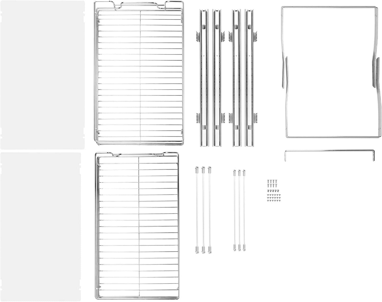VEVOR Pull Out Cabinet Organizer, 14" Wx21.2 Dx15.2 H Heavy 2 Tier Duty Slide Out Pantry Shelves, Chrome-Plated Steel Roll Out Drawer for Under Sink, 15.5" Wx22.5 Dx19 H Install Size for Cabinet