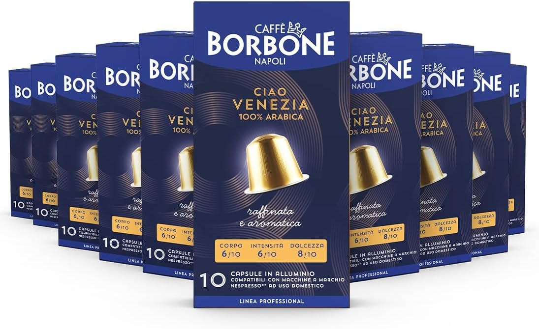Caffè Borbone Ciao Venezia Aluminum Capsules Compatible with Nespresso Original Machines, Medium Roast, 100 Count