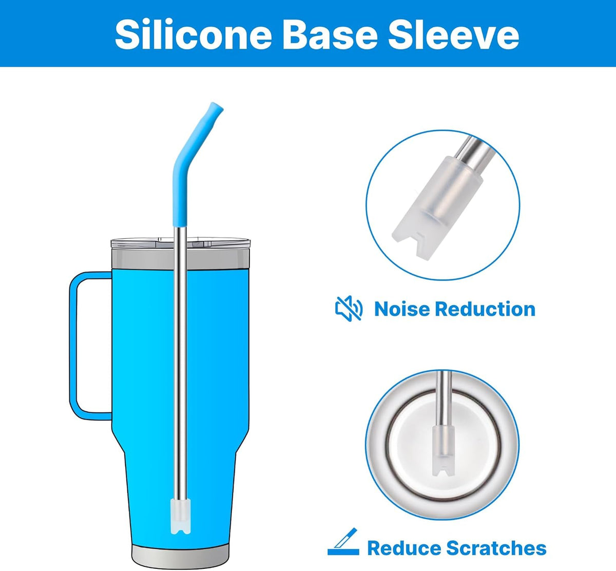 Stainless Steel Straws for 42 oz YETI Tumbler, 4 Pcs Metal Straws