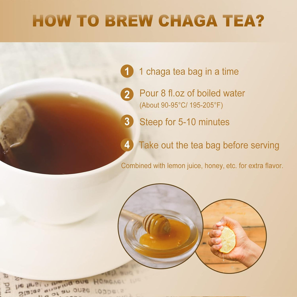 FullChea - Chaga Tea Bags, 30 Count, Chaga Mushroom Tea | Naturally earthy mushroom infusion, caffeine-free, rich in antioxidants and supports digestive comfort