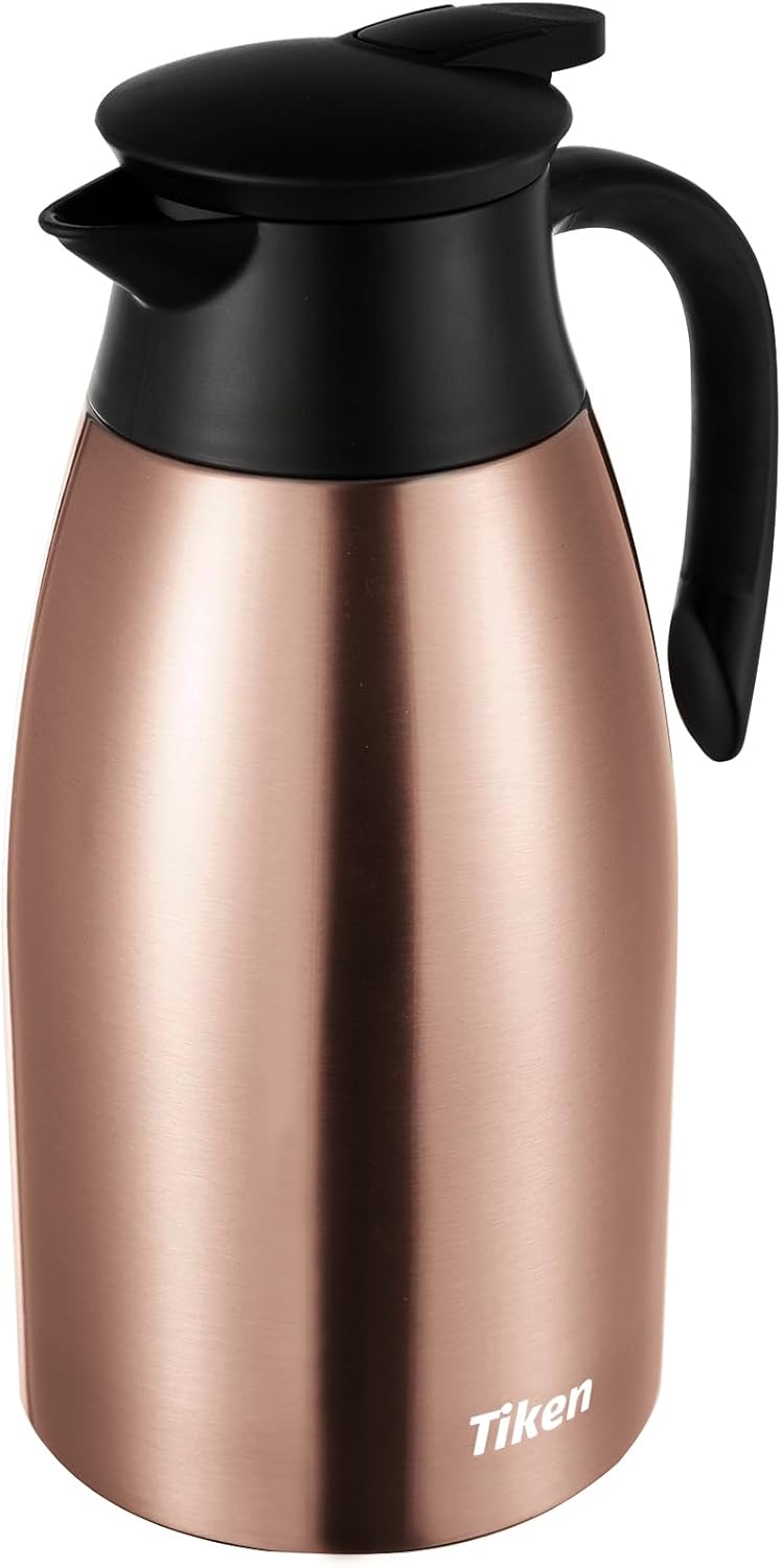 Tiken 68 Oz Thermal Coffee Carafe, Stainless Steel Insulated Vacuum Coffee Carafes For Keeping Hot, 