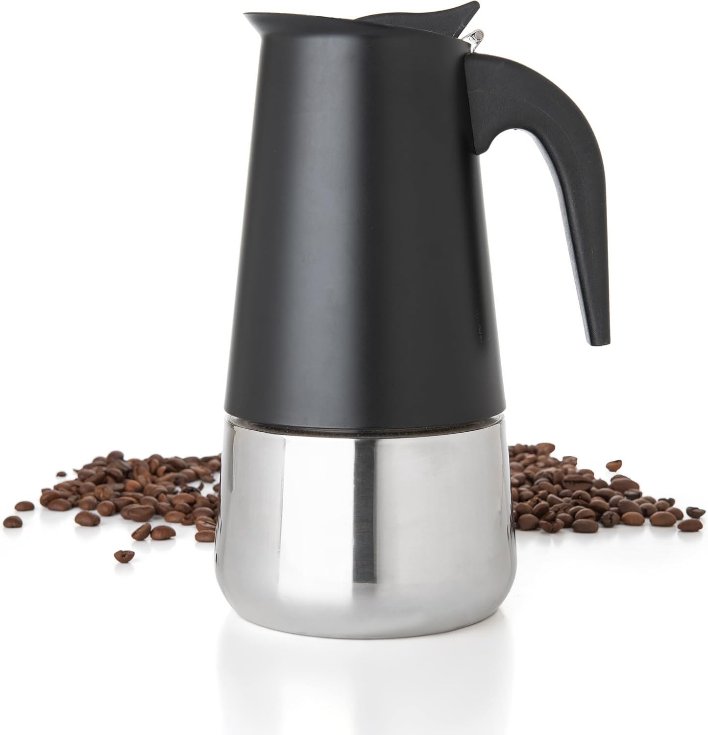 Mixpresso Black 6 Cup Greca Stovetop Espresso Pot 300ml/10oz, Moka Pot with Coffee Percolator Design