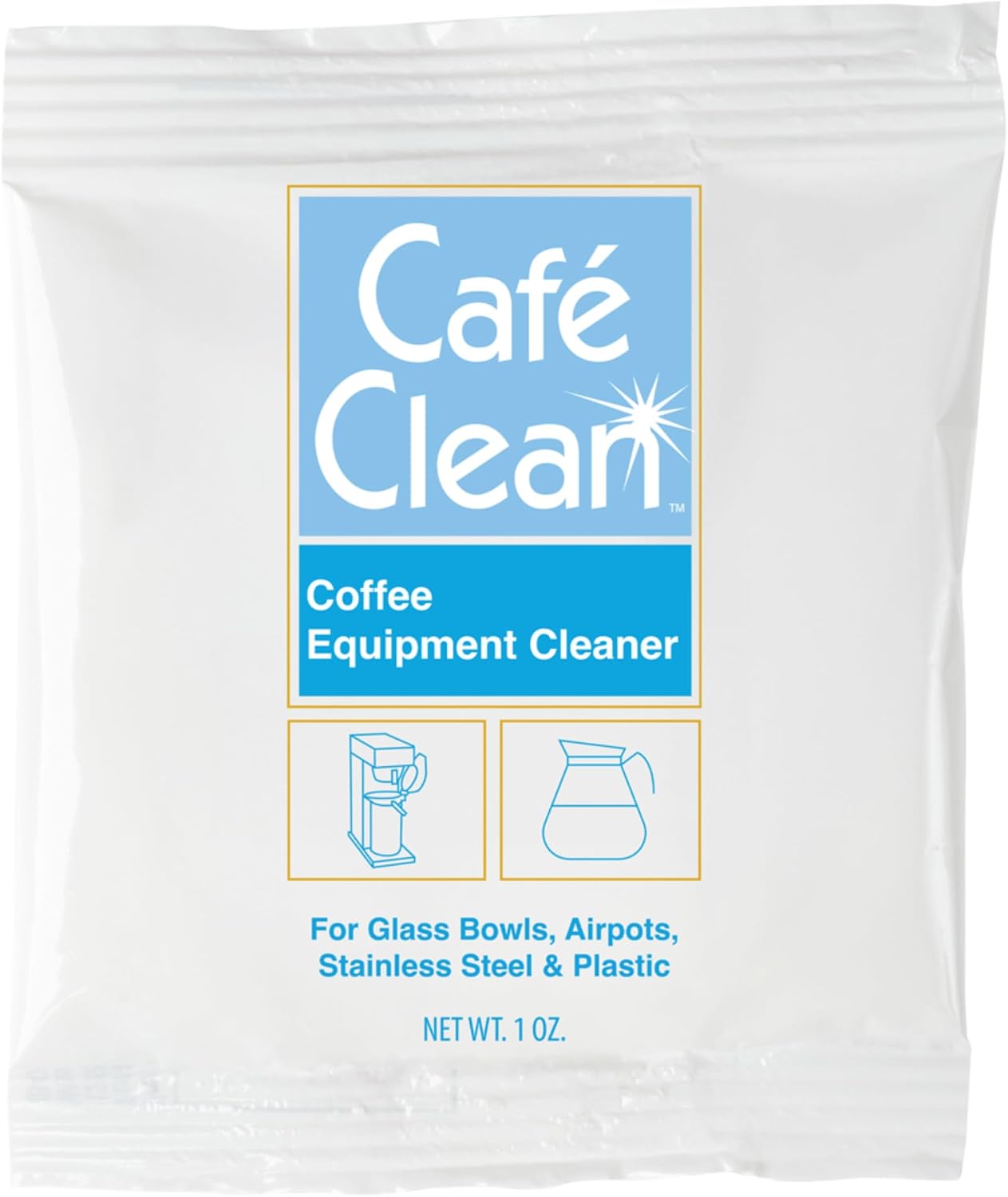 Stera Sheen Coffee Equipment Cleaner, All-Purpose Brewing Equipment, Espresso, Coffee Maker Cleaner, Café Clean Removes Oil, Stain Buildup, from Glass, Plastic &amp; Stainless Steel - 1 Oz. (100 Count)