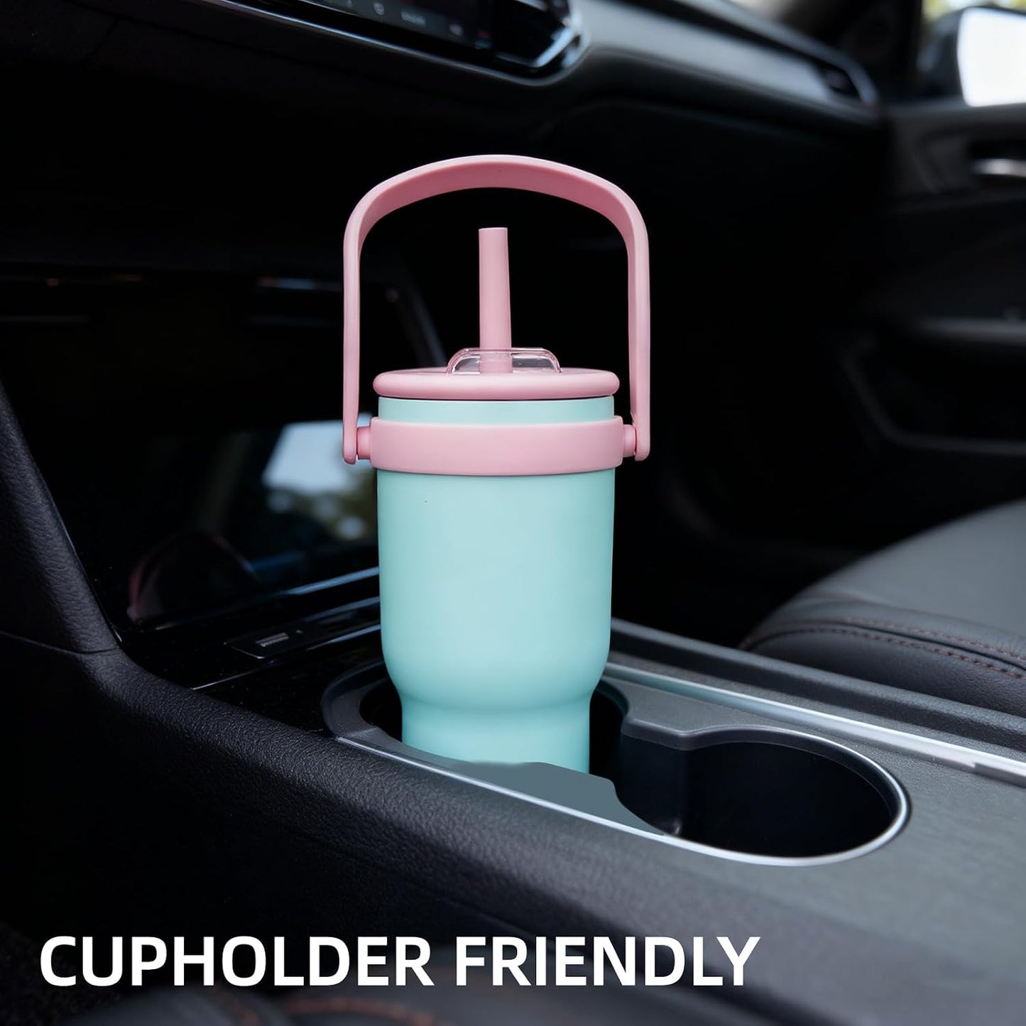 Konokyo 40 oz Tumbler with Handle and Straw, Insulated Travel Mug | Guava; BPA-free, spill-resistant tumbler with 2 straws and 2-in-1 lid for coffee, office, travel &amp; daily use