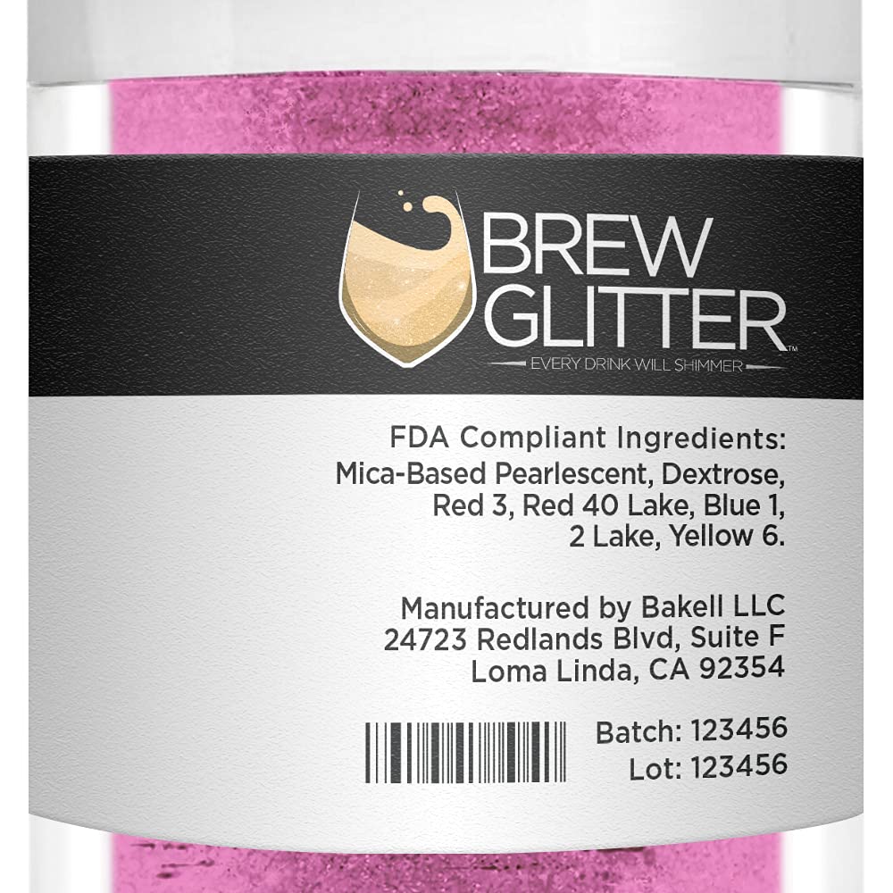 Pink BREW GLITTER Edible Glitter For Drinks, Cocktails, Beer, Garnish Glitter &amp; Beverages | KOSHER &amp; HALAL Certified | 100% Edible &amp; Food Grade | Vegan, Gluten, Nut Free (25g, Pink)