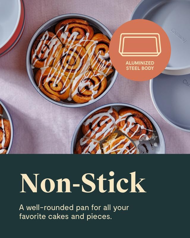 Caraway 9" Non-Stick Ceramic-Coated Circle Pan | Naturally Slick Ceramic Coating, Non-Toxic, PTFE and PFOA Free, Perfect for Birthday Cakes, Tartes, and More, Cream