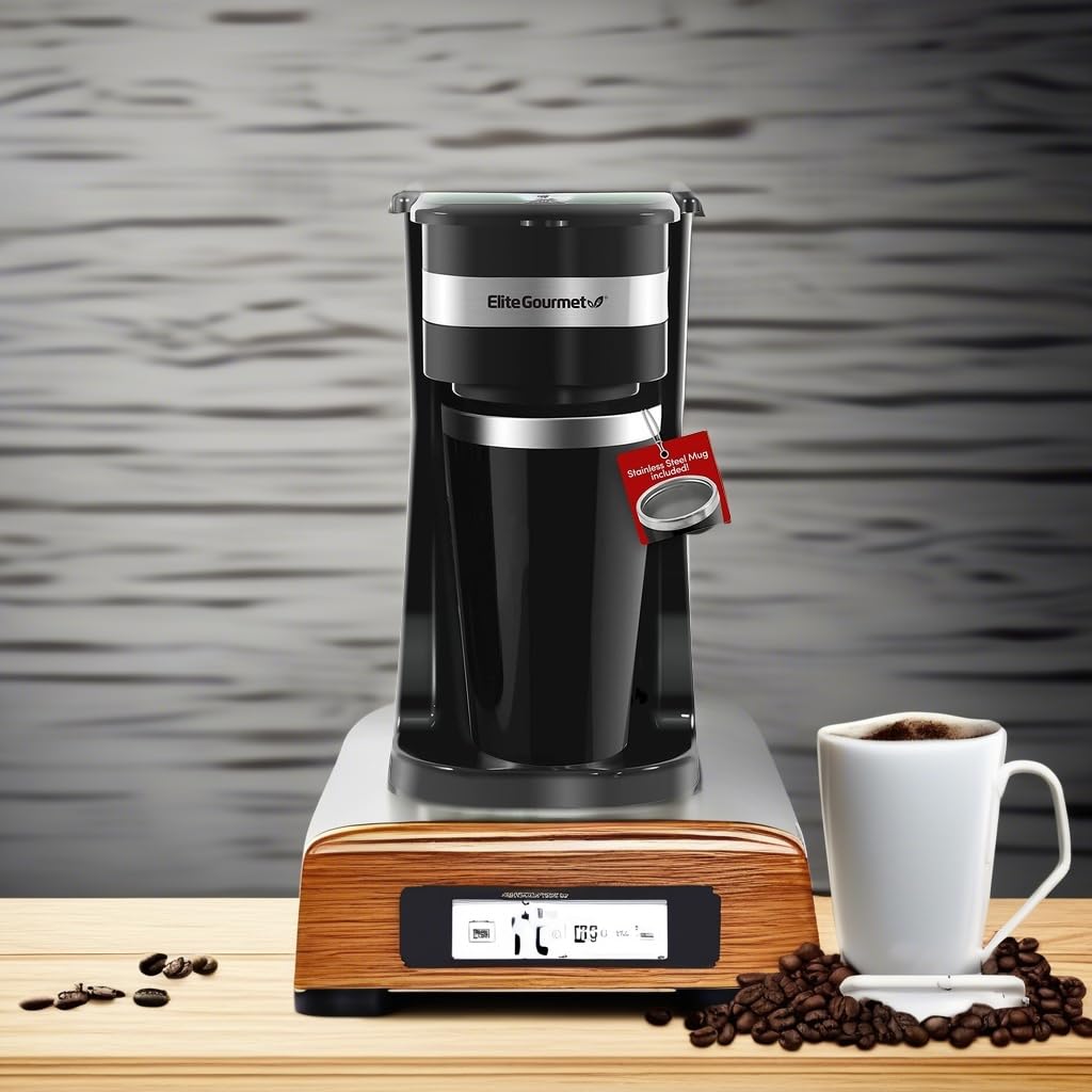 Elite Gourmet EHC113 Personal Single-Serve Compact Coffee Maker, Black