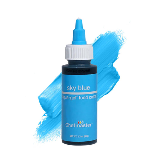 Chefmaster Sky Blue Liqua-Gel® Food Coloring | Vibrant Color | Professional-Grade Dye for Icing, Frosting, Fondant | Baking &amp; Decorating | Fade-Resistant | Easy-to-Use | Made in USA | 2.3 oz