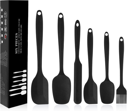 Silicone Spatulas Set of 6, Rubber Spoon Spatula Heat Resistant Spoonula One Piece Design Seamless Spatula Non-Stick