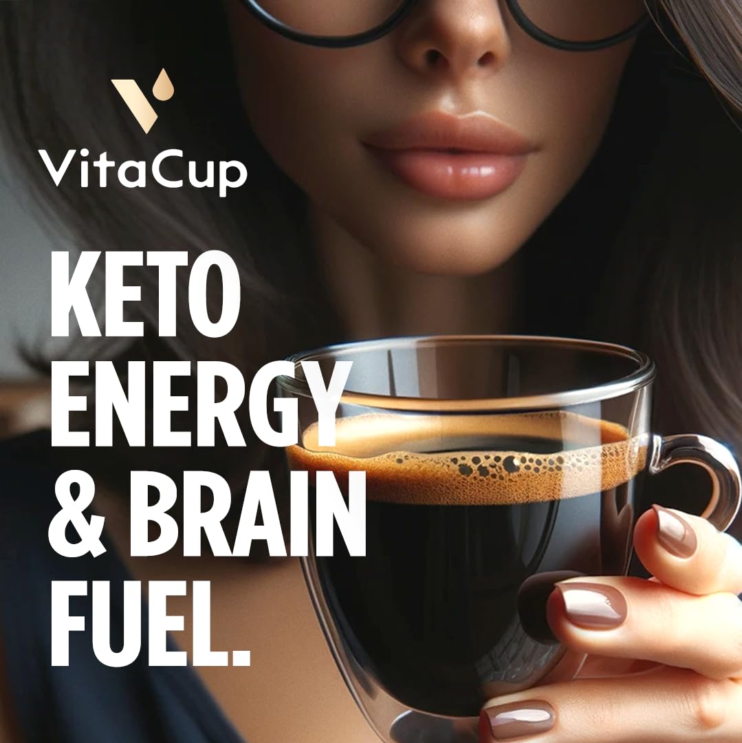 VitaCup Genius Keto Medium Dark Roast Ground Coffee, 33oz, 3 Bags | 100% Arabica, B Vitamins, D3, MCT Oil, Turmeric, Coffee Grounds