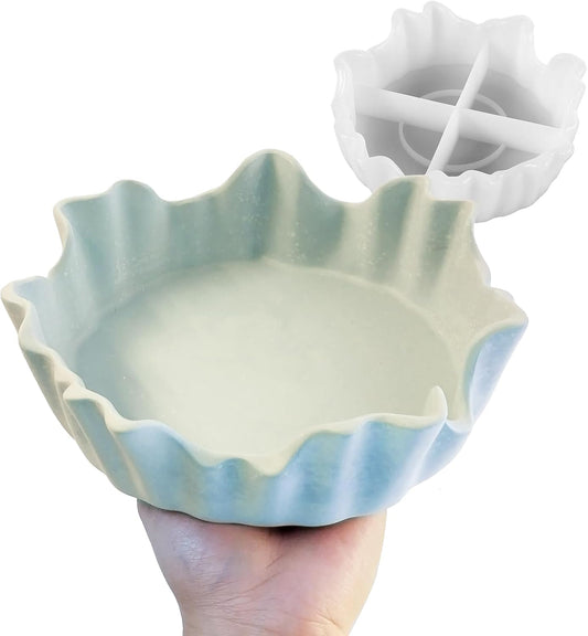 Wehous Large Irregular Bowl Silicone Mold, Unique Storage Epoxy Resin Concrete Molds, Big Candle Holder Tray Container
