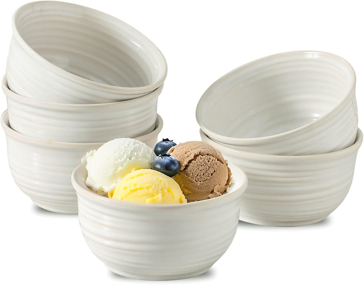 Ceramic Soup Bowls Set of 6, 20 Ounce Deep Creamy White Cereal Bowls, Microwave &amp; Dishwasher Safe, Perfect for Oatmeal, Pasta, Salad, Dessert &amp; Breakfast