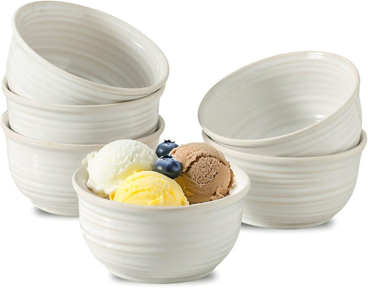 Ceramic Soup Bowls Set of 6, 20 Ounce Deep Creamy White Cereal Bowls, Microwave &amp; Dishwasher Safe, Perfect for Oatmeal, Pasta, Salad, Dessert &amp; Breakfast